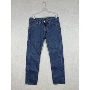 Levis 505 Regular Fit 34x34 Men's Jeans Blue Denim Blank Red Tab Dark Wash